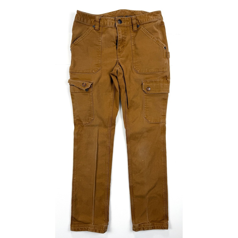DULUTH TRADING Canvas Brown Cargo Pants Womens 2/31 Curve Setter Waistband #1755